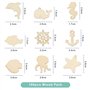 100pcs Animaux de Mer en Bois Pièces Dauphin Étoile de Mer Hippocampe Copeaux de Bois Décoratifs Embellissements pour Bricolage