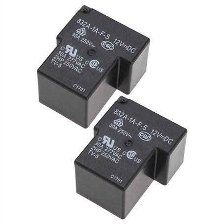 OTOTEC 2 pièces 832A-1A-F-S 12VDC 30A Relais de puissance à 4 broches Circuits SPST à usage général PCB pour le contrôle MCU