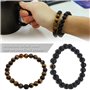YINETTECH Lot de 2 Bracelets élastiques en Pierre de Lave Naturelle volcanique avec Perles de 8 mm pour Homme et Femme pour Anni