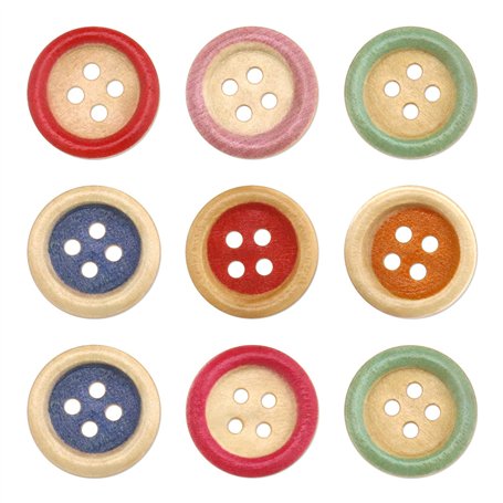 YINETTECH 150pcs Boutons Ronds en Bois 15mm 4 Trous Boutons de Couture Décoration pour DIY Couture Artisanat Tricot Costume Chem