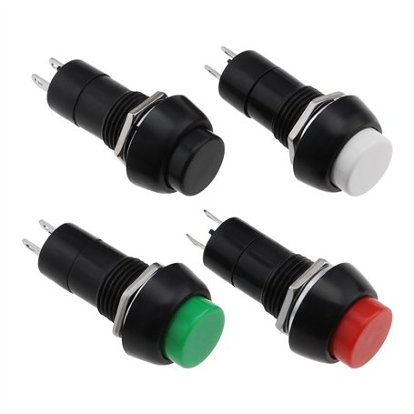 YINETTECH 4 Pièces Interrupteur à Bouton de Klaxon de Voiture à 2 Broches Interrupteur à Bouton de Réinitialisation Automatique