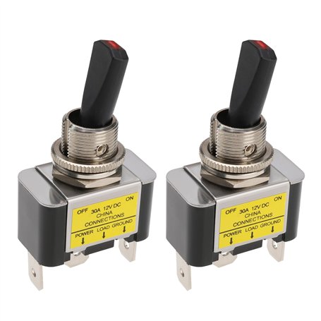 VGOL 2 Pièces 12V 30A 3 Broches Interrupteur à Bascule avec Pointe LED Rouge Lumière de Tableau de Bord de Voiture pour Automobi