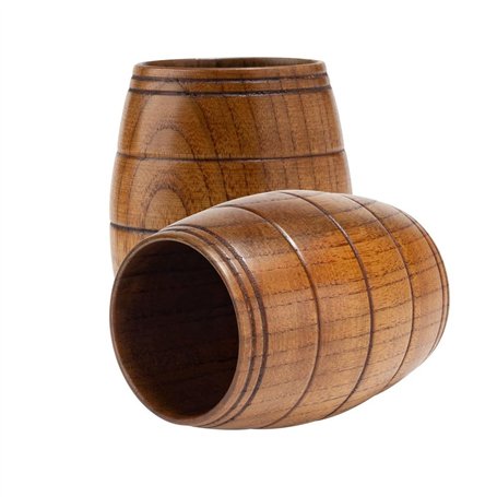Niejgay 2 Pièces Tasses à Thé Classiques en Bois Tasse à Bière en Forme de Tonneau pour Café