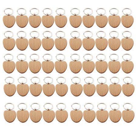 Qeunrtiy 50pcs Porte-Clés Vierge en Forme de Coeur en Bois en Forme de Coeur Porte-Clés Étiquette Anti-Perte Accessoires en Bois