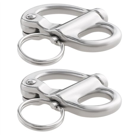 ECSiNG Lot de 2 Mousquetons Fixes de 52 mm en Acier Inoxydable 316 à Dégagement Rapide pour Bateaux Camions Fourgonnettes Carava