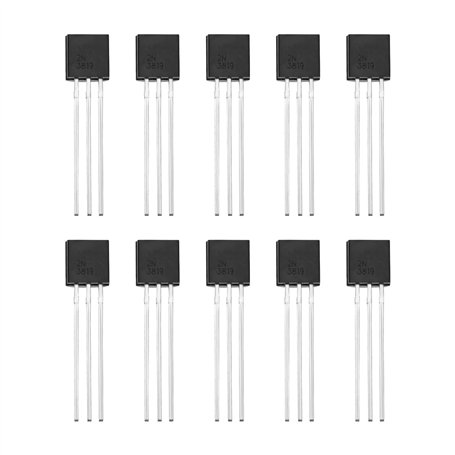 ECSiNG 10 Pièces Transistors J-FET à Canal N DC 25 V 100 MA 2N3819 Transistors J-FET TO-92 Transistors FET pour Applications de