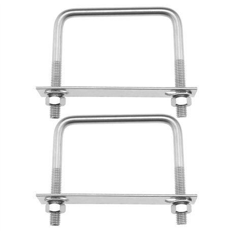 SG Store Lot de 2 boulons carrés en U avec filetage M10 - Largeur intérieure : 100 mm - Longueur : 100 mm - En acier inoxydable