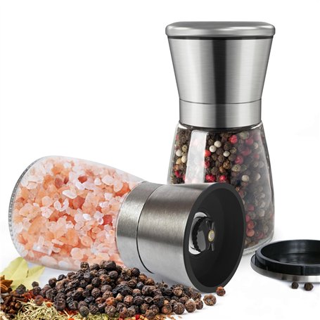 KitchenBoss Moulin a Poivre 2 Pièces Moulin a Sel Réglable Salieres et Poivrieres