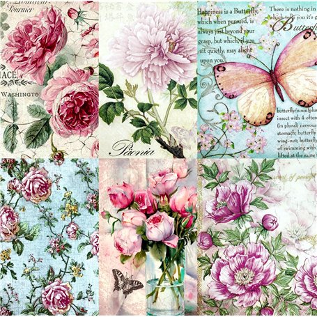 Papier de riz vintage sur le thème des fleurs
