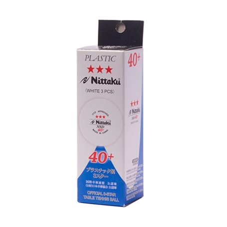 NITTAKU Lot de 3 balles SD 40+ Blanc