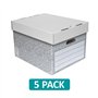 SUMMIT Lot de 5 grandes boîtes de rangement d'archives avec couvercles - En carton recyclé durable pour bureau, maison et déména