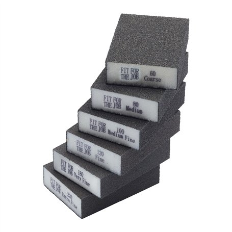 Fit For The Job Bloc de ponçage 6 pièces 60/80/100/120/180/200 Grains éponges de ponçage Flexibles réutilisables lavables