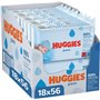 Huggies lingettes bébé Pure - 18 paquets de 56 lingettes (1008 lingettes) - 99% d'eau pure - sans parfum - fibres naturelles - n