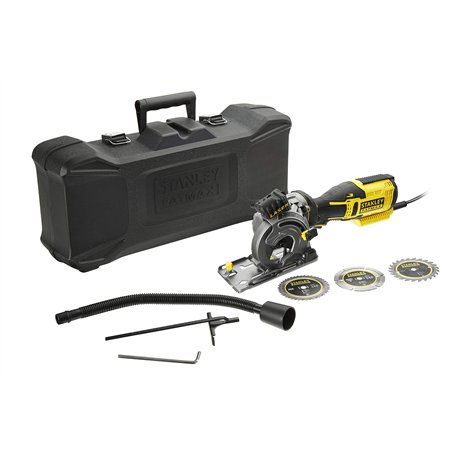 Stanley FATMAX Scie Circulaire Multi Matériaux 650W Ligne Laser pour plus de Précision Avec 1 Coffret de Transport Lames de Scie