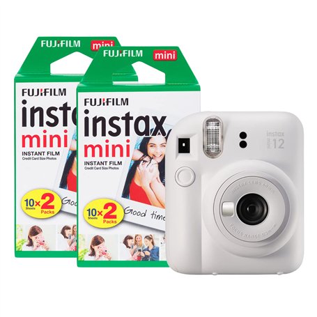Fujifilm Instax Mini 12 Appareil Photo instantané avec Pack de 40 pellicules Blanc Argile