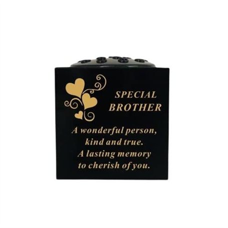 David Fischhoff Bol commémoratif pour tombe avec roses noires et dorées avec cœurs – Special Brother