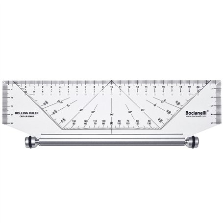 Règle Roulante 25 cm - Règle Parallèle Roulante - Règle Architecte - Règle de Dessin Technique Rapporteur - Règle de Roulement D