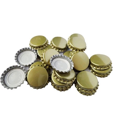 TRIXES 100 Pièces Capsules Couronnes Bouchons Métalliques Dorés de Bouteilles Bière Maison