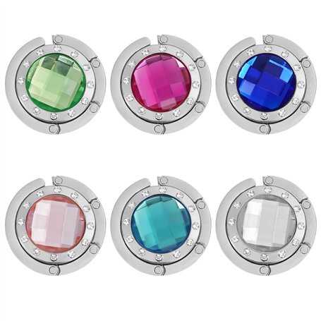 Kurtzy Lot de 6 Crochet Sac à Main Portable - Crochet Attache Sac Pliable Argenté - Porte Sac à Main Pliable en Métal pour Table