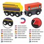Kurtzy Train Magnétique avec Boîte de Rangement (Lot de 12) - Train en Bois Enfant pour Garçons et Filles de 3 Ans et Plus - Wag