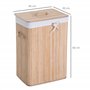 HOMCOM Panier à linge corbeille à linge bac à linge bambou pliable couvercle sac amovible 3 poignées PU 40L x 30l x 60H cm beige