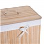 HOMCOM Panier à linge corbeille à linge bac à linge bambou pliable couvercle sac amovible 3 poignées PU 40L x 30l x 60H cm beige
