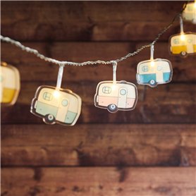 Lights4fun Guirlande Lumineuse Camping avec 12 Caravanes à LED Blanc Chaud à Piles pour Intérieur