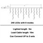 SHATCHI Lumières de Noël en Forme de glaçon Cascade 240 LED 5 m – Multifonction 8 Modes d'éclairage, minuterie câble Transparent
