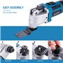 KATSU FIT-BAT 21V Outil Multifonction Oscillant sans Fil Brushless Moteur sans Balais avec 3,0 Ah Batterie et Chargeur, 6 Vitess