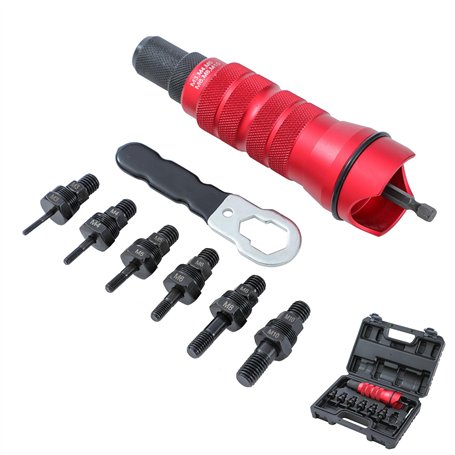 KATSU Tools 405530 Kit d'adaptateur de perceuse à riveteuse avec mandrins M3 M4 M5 M6 M8 M10 pour perceuses électriques sans fil