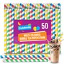 Lot de 50 pailles à thé colorées à bulles de 21 cm