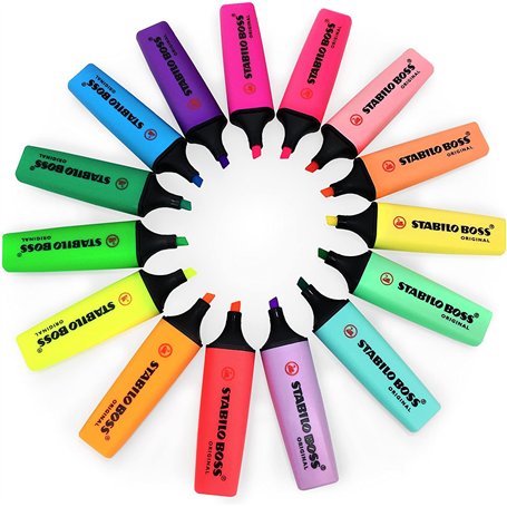 Stabilo Boss – Lot de 15 surligneurs aux couleurs fluo et pastel assorties