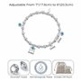 Philip Jones Bracelet extensible à breloques avec pierre de naissance du mois de mars (aigue-marine) avec boîte cadeau, Cristal,