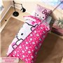 Hello Kitty Ensemble Housse de Couette et Taie d'oreiller Fille, 135x200 cm, 1 Set de Linge de Lit -Deco Chambre Ado Fille
