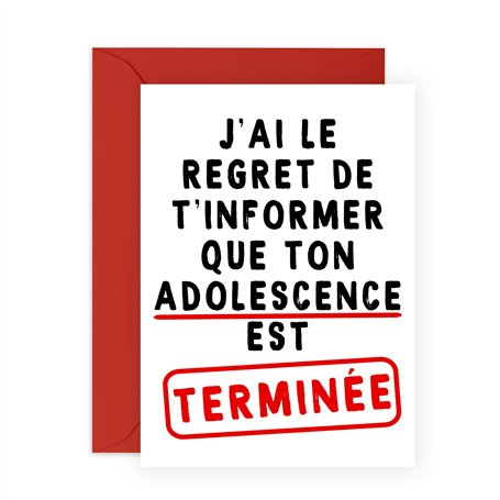 Central 23 Carte Anniversaire Amusante Pour Fille Ou Fils – ADOLESCENCE EST TERMINÉE – Carte D'Anniversaire 20e Anniversaire Pou