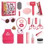Litinliv 22 Pièces Jouets de Salon de Coiffure pour Filles, Jeu de Simulation de Coiffeur, avec Sèche-Cheveux, Fer à Friser et C