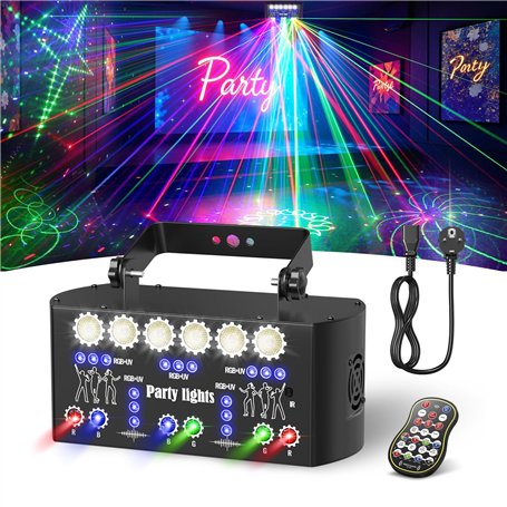 BrightWish Jeux de Lumière DJ Professionnel RGB avec Effets Stroboscopiques et Laser