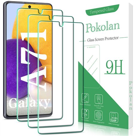 Pokolan Lot de 3 Verre Trempé pour Samsung Galaxy A71