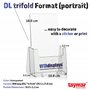 Présentoir à flyers DIN long stable de la marque taymar en tant que présentoir de table transparent"trifold" pour flyers DL et c
