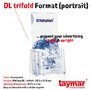 Présentoir à flyers DIN long stable de la marque taymar en tant que présentoir de table transparent"trifold" pour flyers DL et c