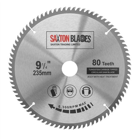 Saxton TCT TCT23580T Lame de scie circulaire à bois - 235 x 30 mm x alésage x 80 dents pour Bosch Makita Dewalt
