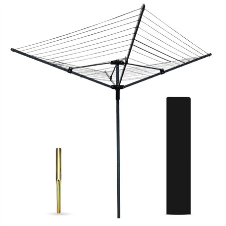 Ram® Corde à Linge rotative 4 Bras 45 m avec Piquet et Housse 45 m