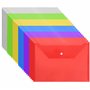 Belle Vous Lot de 24 Pochette Plastique A4 Colorée - Avec Bouton Fermoir et Porte Carte - Pochette Rangement Maison