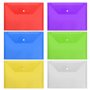 Belle Vous Lot de 24 Pochette Plastique A4 Colorée - Avec Bouton Fermoir et Porte Carte - Pochette Rangement Maison, Bureau et E