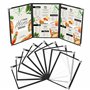 Kurtzy Protege Menu A4 Triple Fold (Lot de 10) - Protège Carte Présentoir Transparent en Vinyle et Reliure Noire Style Américain