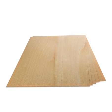WoodPress® Placage de Bois de Hêtre Véritable - Paquet de 6 Feuilles - Format A4 (environ 21 cm x 29 cm) - Placage de Marqueteri