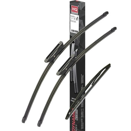 HQ AUTOMOTIVE Lot de 3 balais d'essuie-glace avant et arrière pour Citroën C4 Picasso (MK1) 2008–2013 – Caoutchouc naturel revêt