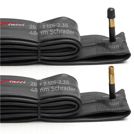 Fincci Chambre a air 26 Pouces - Paire Chambres à air VTT 26x 2.1x 2.25 x 2.35 Pouces de Valve Schrader 48 mm pour Route VTT bic