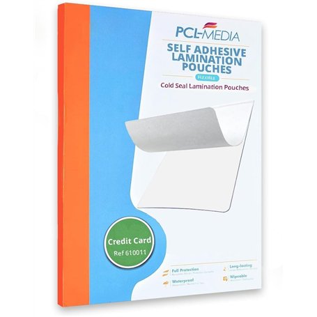 PCL Media ltd® Lot de 25 pochettes de plastification auto-adhésives format carte de crédit