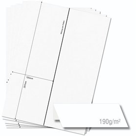 OfficeGear Lot de 25 cartes de tente extra larges 1-up (25 feuilles) perforées imprimables A4 190 g/m² pliantes pour divers évén